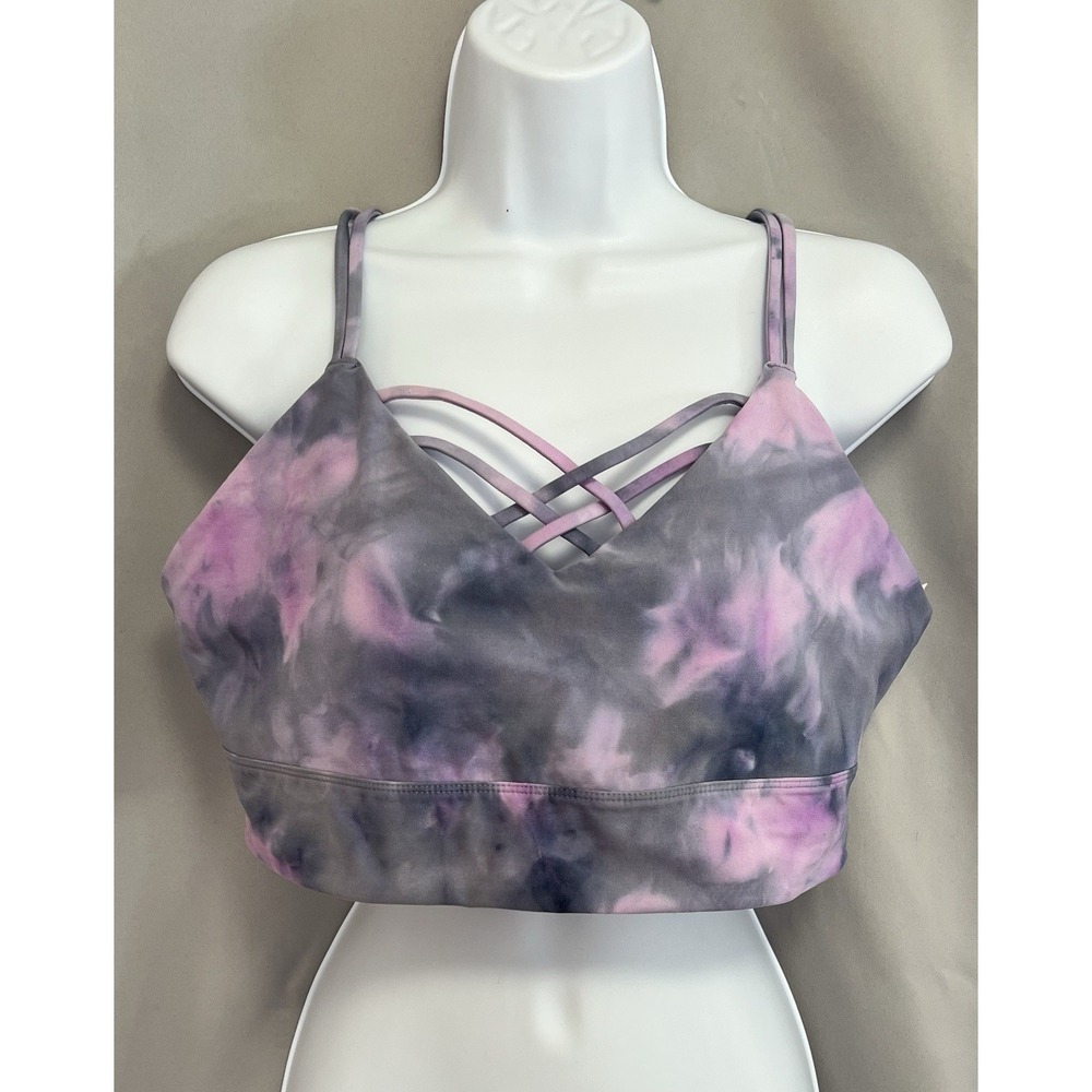 Joy Lab Sports Bra Tie Dye‎ Purple Women's X-Large Accent Straps Training Gym